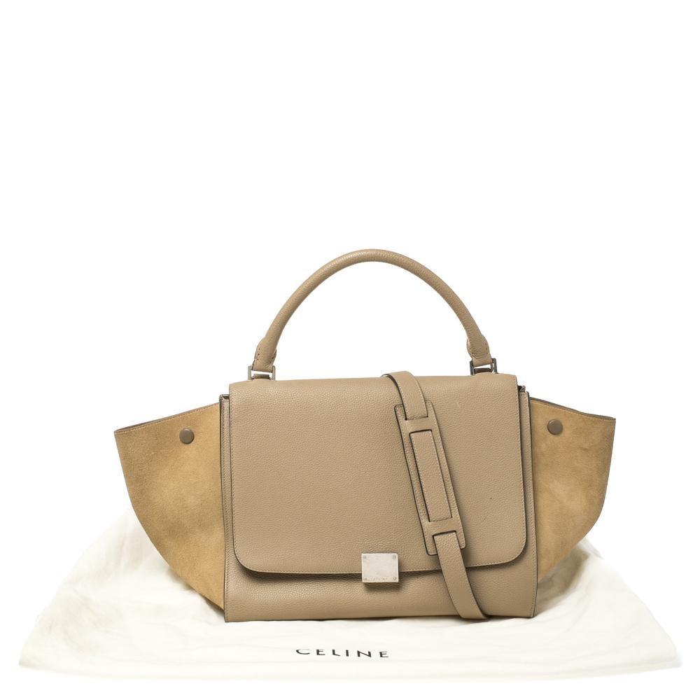 Celine Beige Leather and Suede Medium Trapeze Top Handle Bag 10