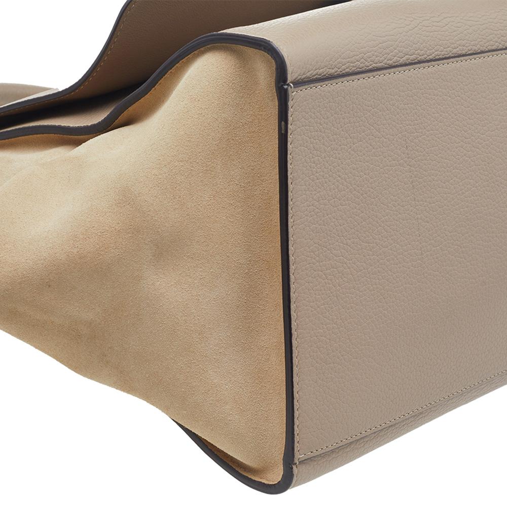Celine Beige Leather And Suede Small Trapeze Bag 3