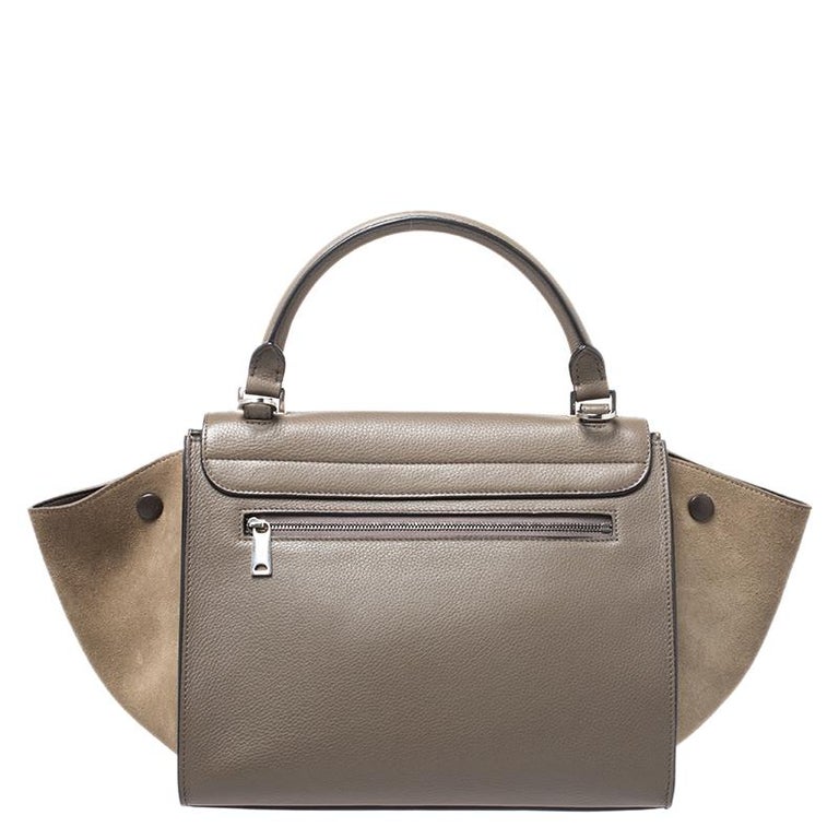 Celine Beige Leather and Suede Small Trapeze Bag For Sale at 1stDibs