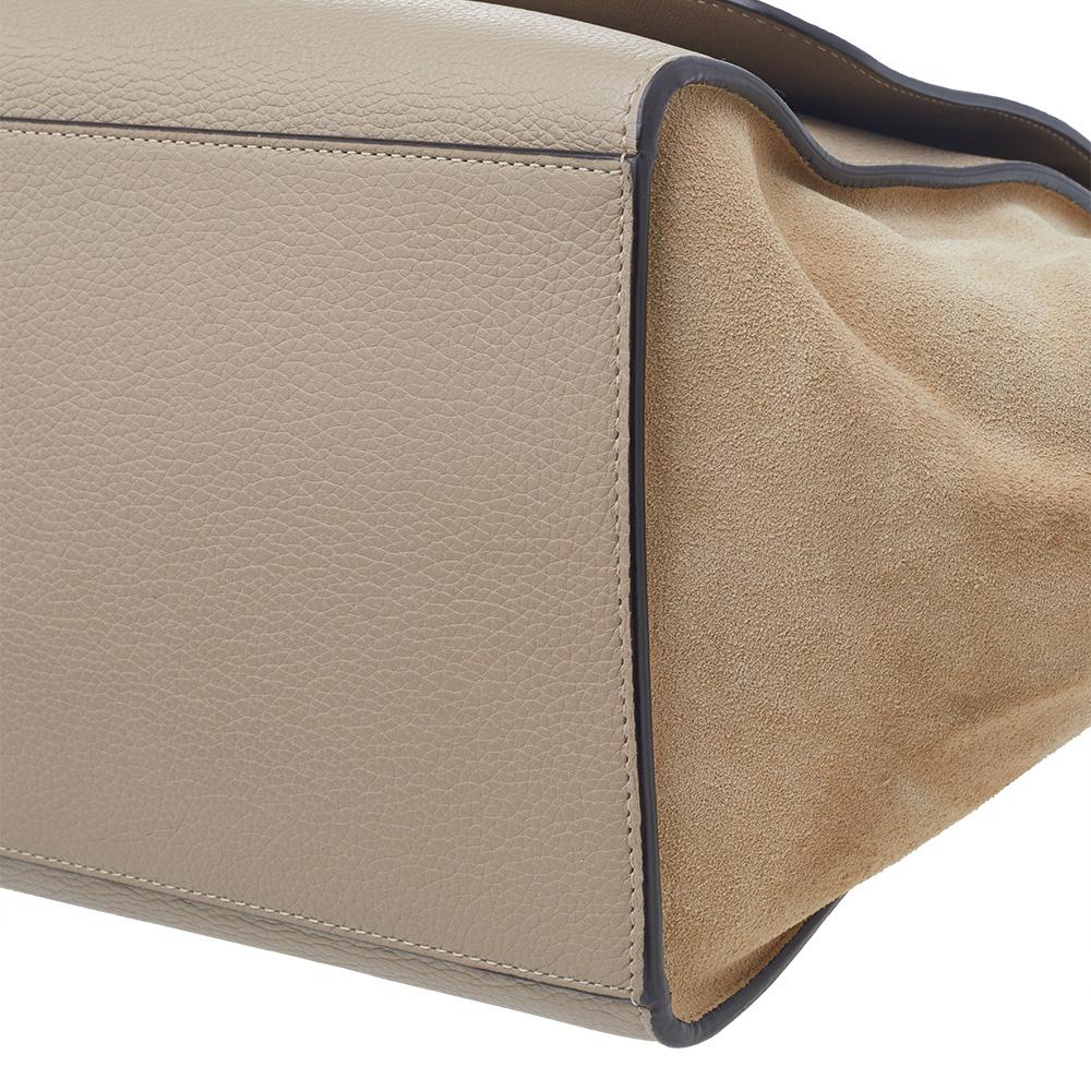 Women's Celine Beige Leather And Suede Small Trapeze Bag