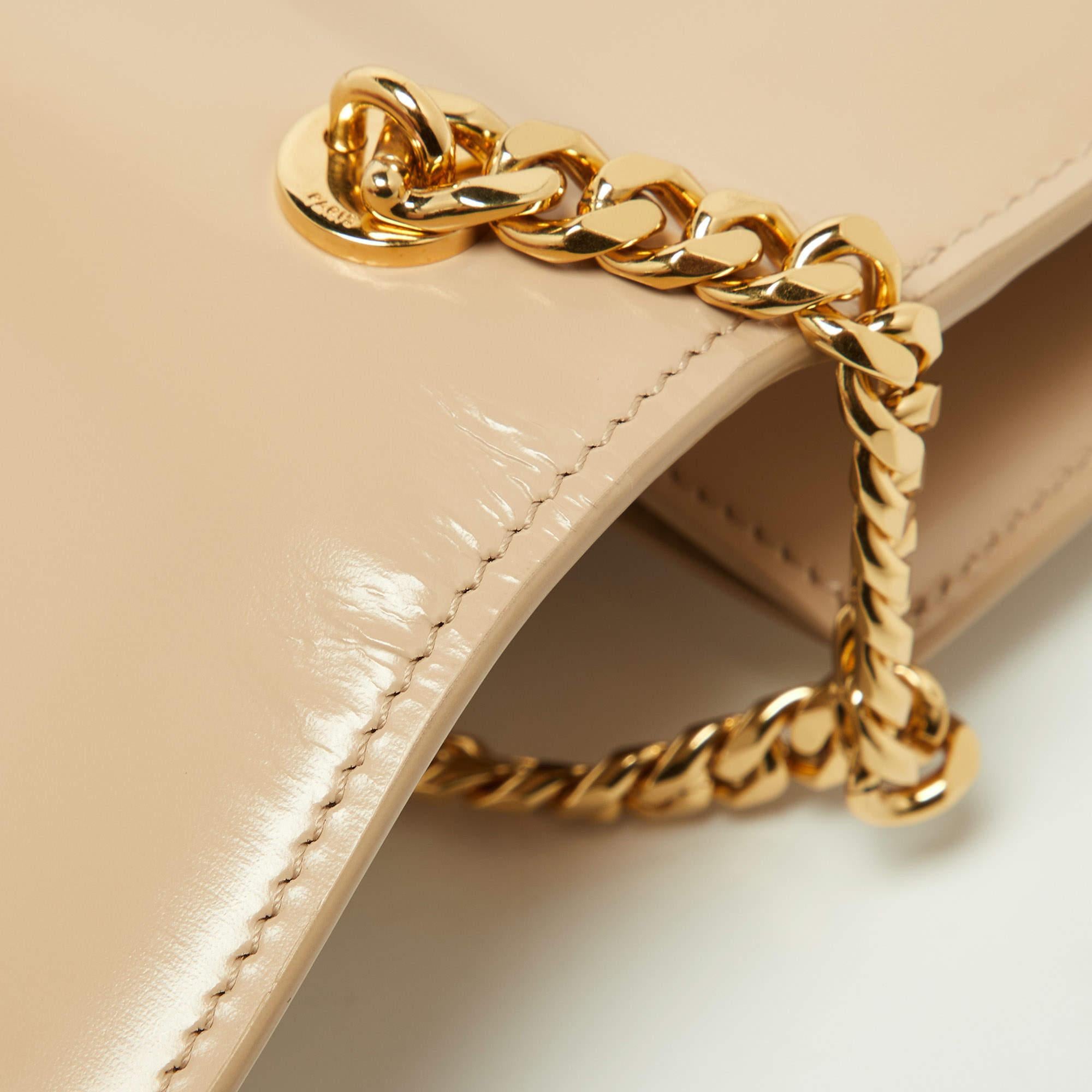 Celine Beige Leather Besace Triomphe Chain Bag 6