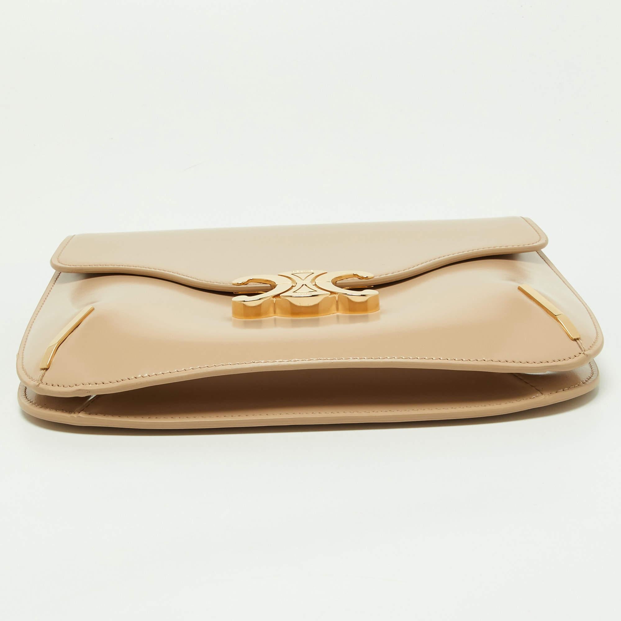 Celine Beige Leather Besace Triomphe Chain Bag 7
