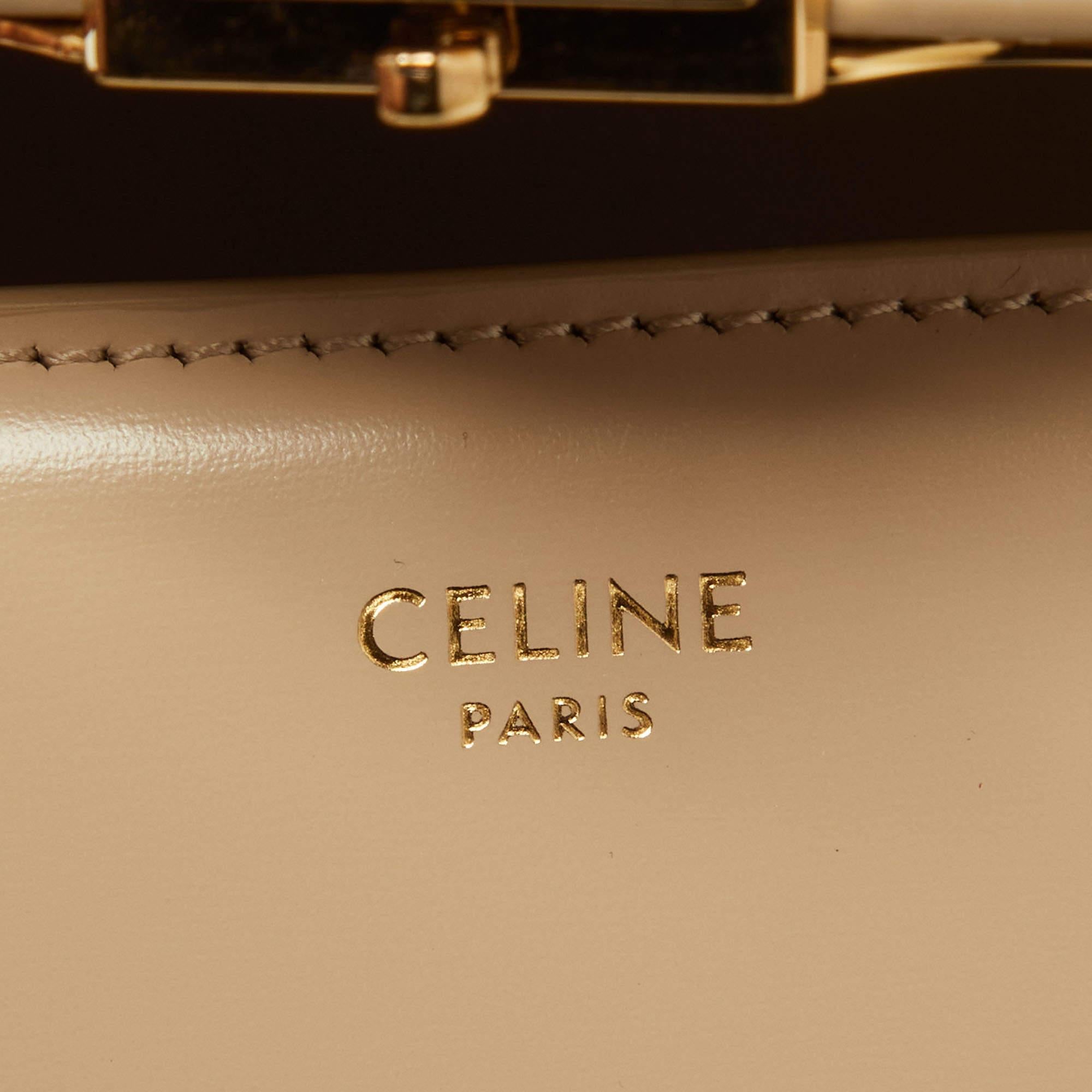 Celine Beige Leather Besace Triomphe Chain Bag 3