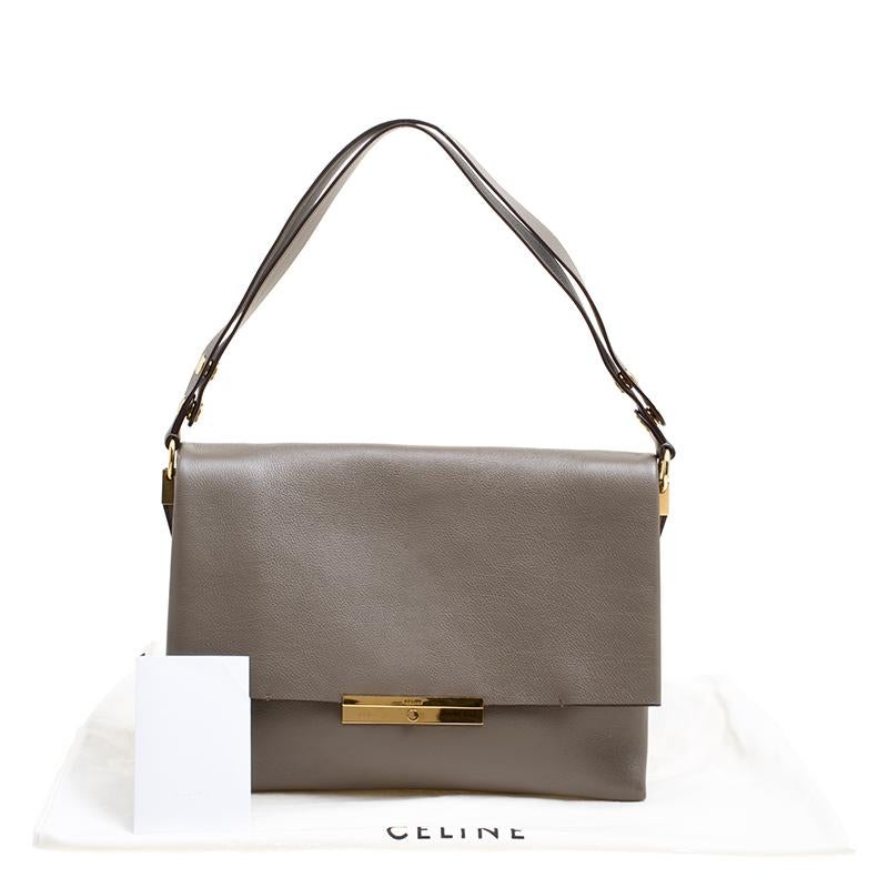 Celine Beige Leather Blade Flap Bag 4