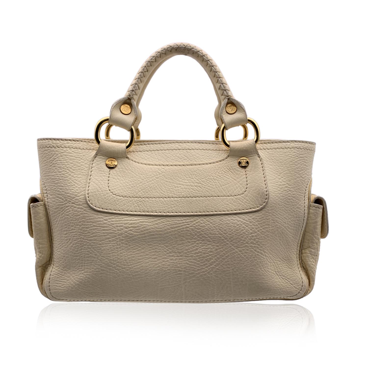 Women's Celine Beige Leather Boogie Tote Bag Satchel Handbag