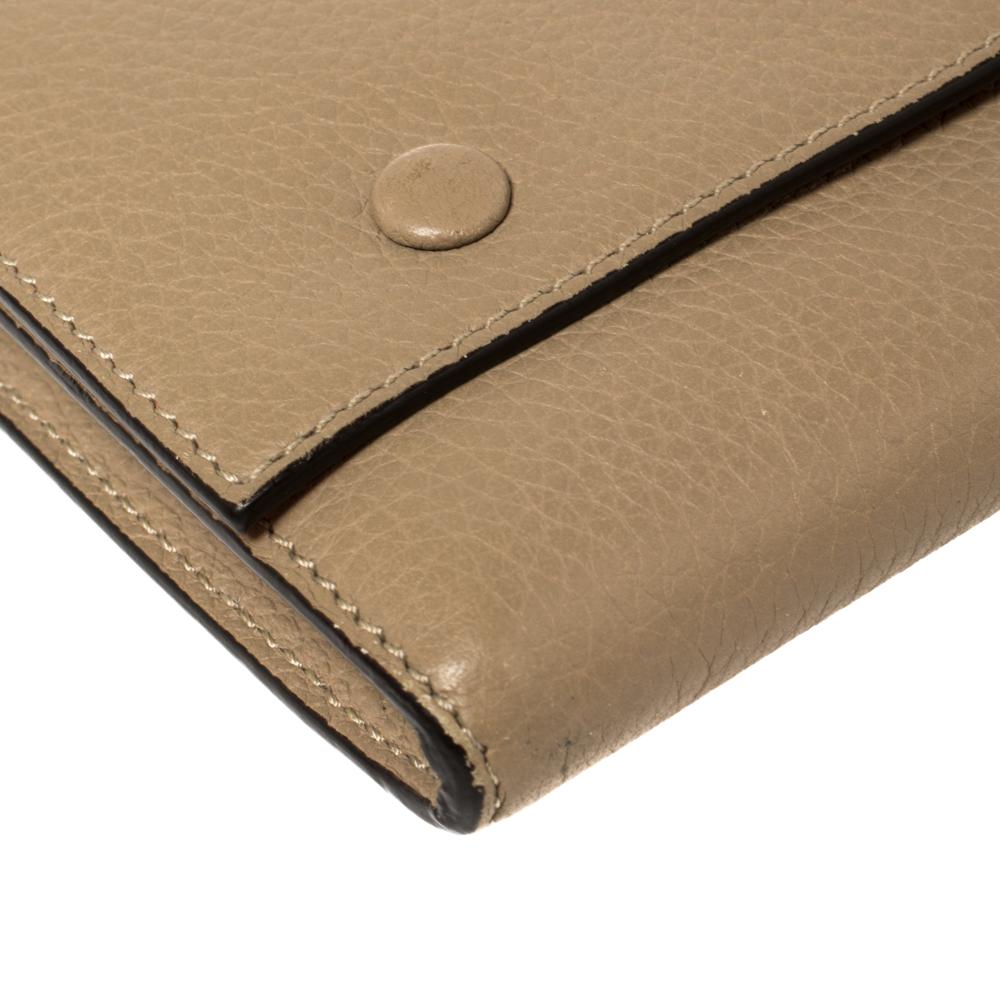 Celine Beige Leather Large Multifunction Flap Wallet 2
