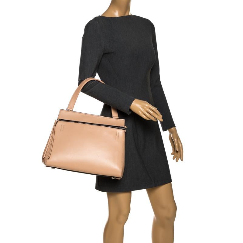 Celine Beige Leather Medium Edge Bag In Good Condition In Dubai, Al Qouz 2