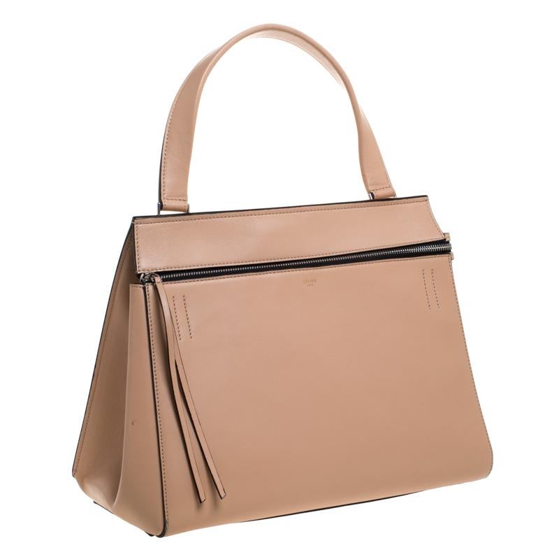 Celine Beige Leather Medium Edge Bag 5