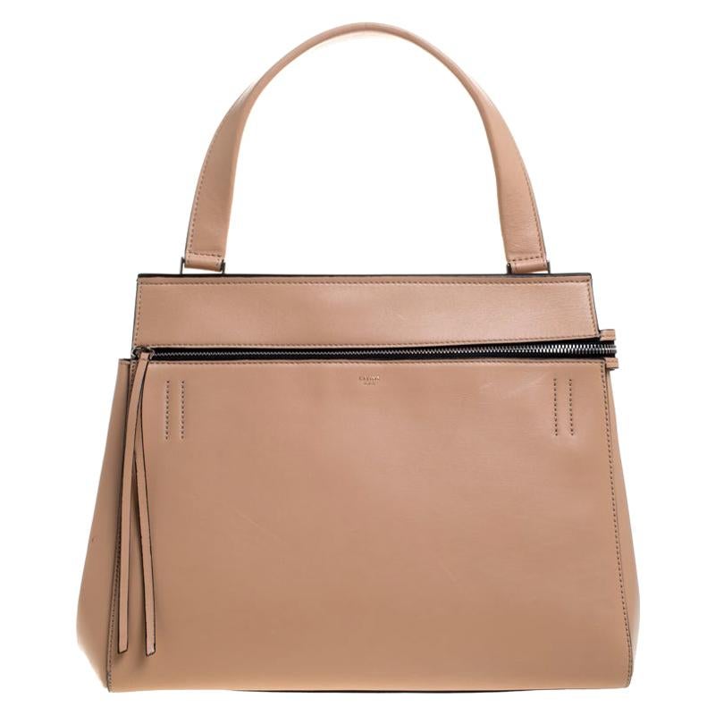 Celine Beige Leather Medium Edge Bag