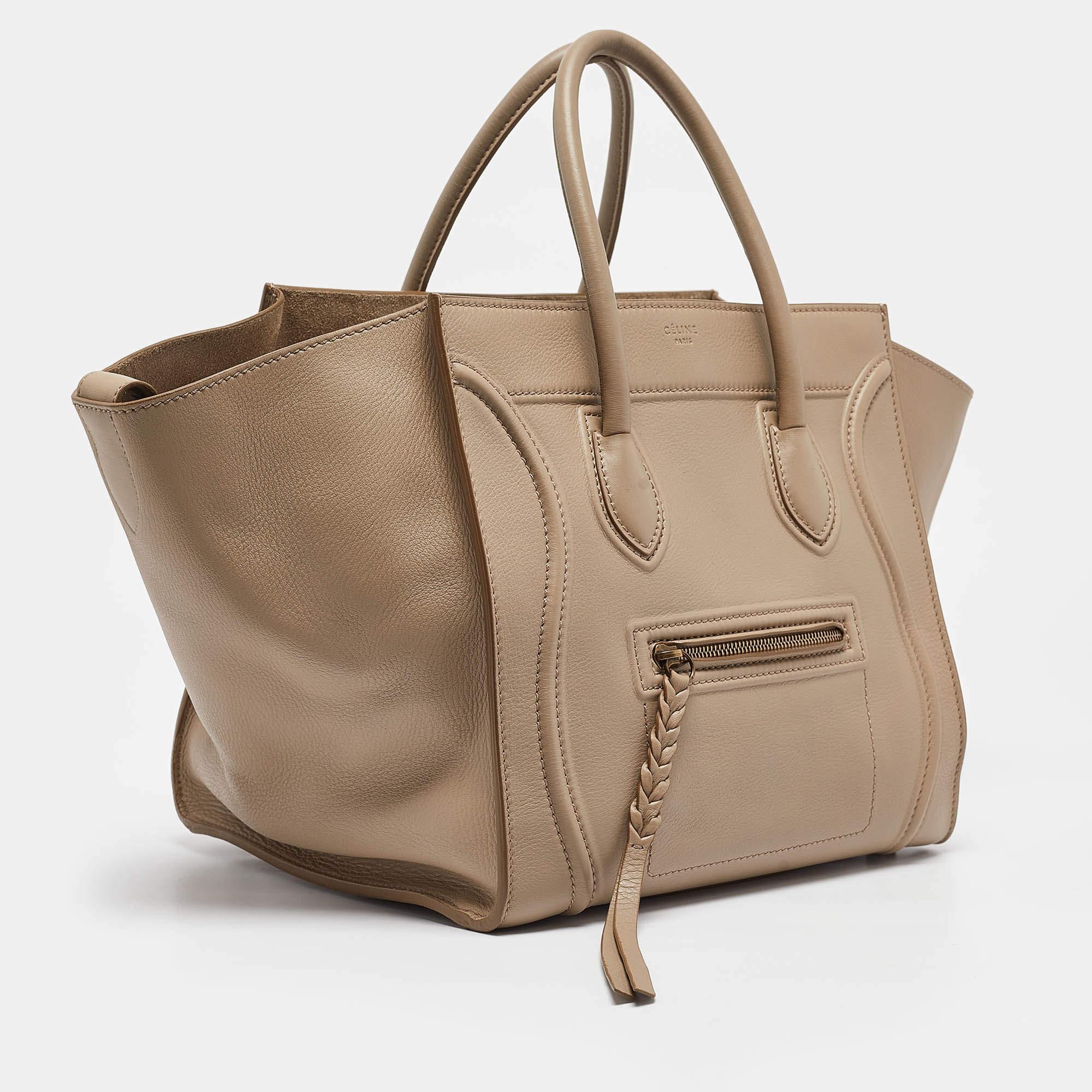 Celine Beige Leather Medium Phantom Luggage Tote In Good Condition In Dubai, Al Qouz 2