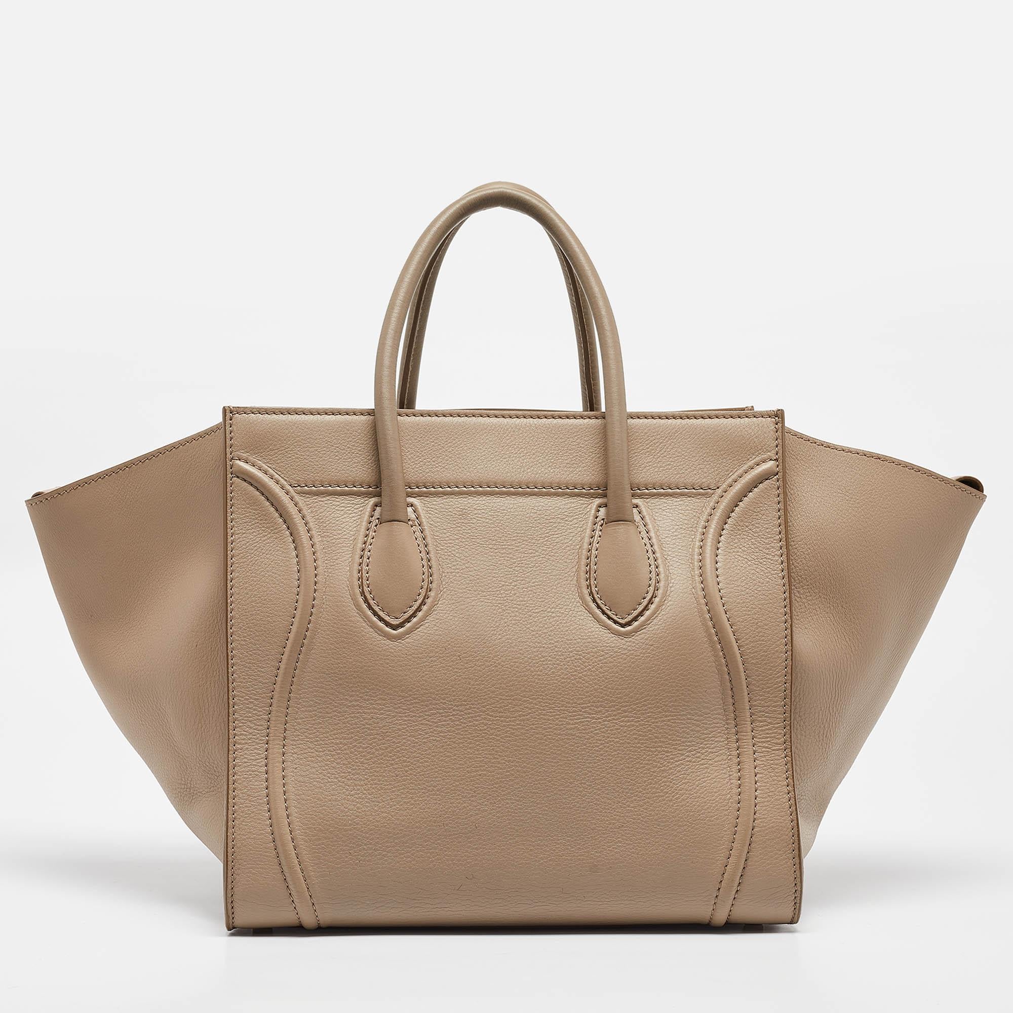 Women's Celine Beige Leather Medium Phantom Luggage Tote