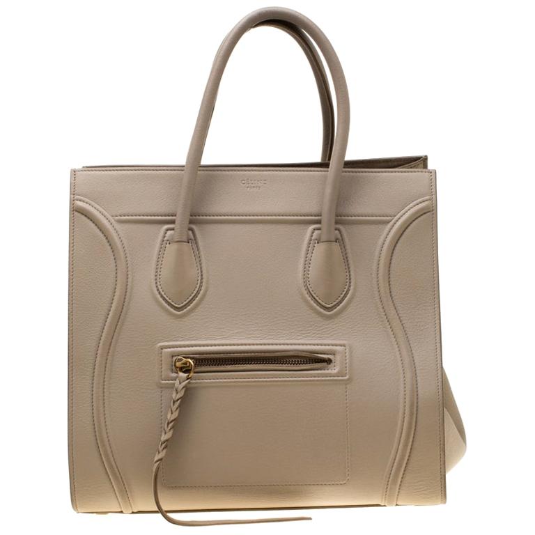 Celine Beige Leather Medium Phantom Luggage Tote For Sale at 1stDibs