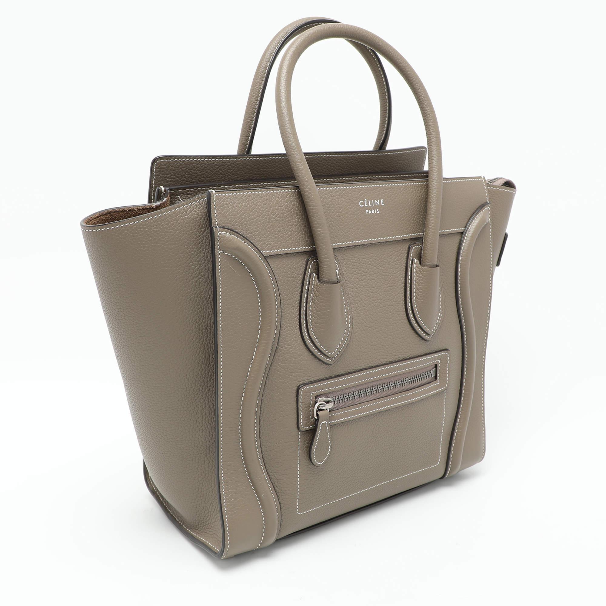 Celine Beige Leather Micro Luggage Tote In Good Condition In Dubai, Al Qouz 2