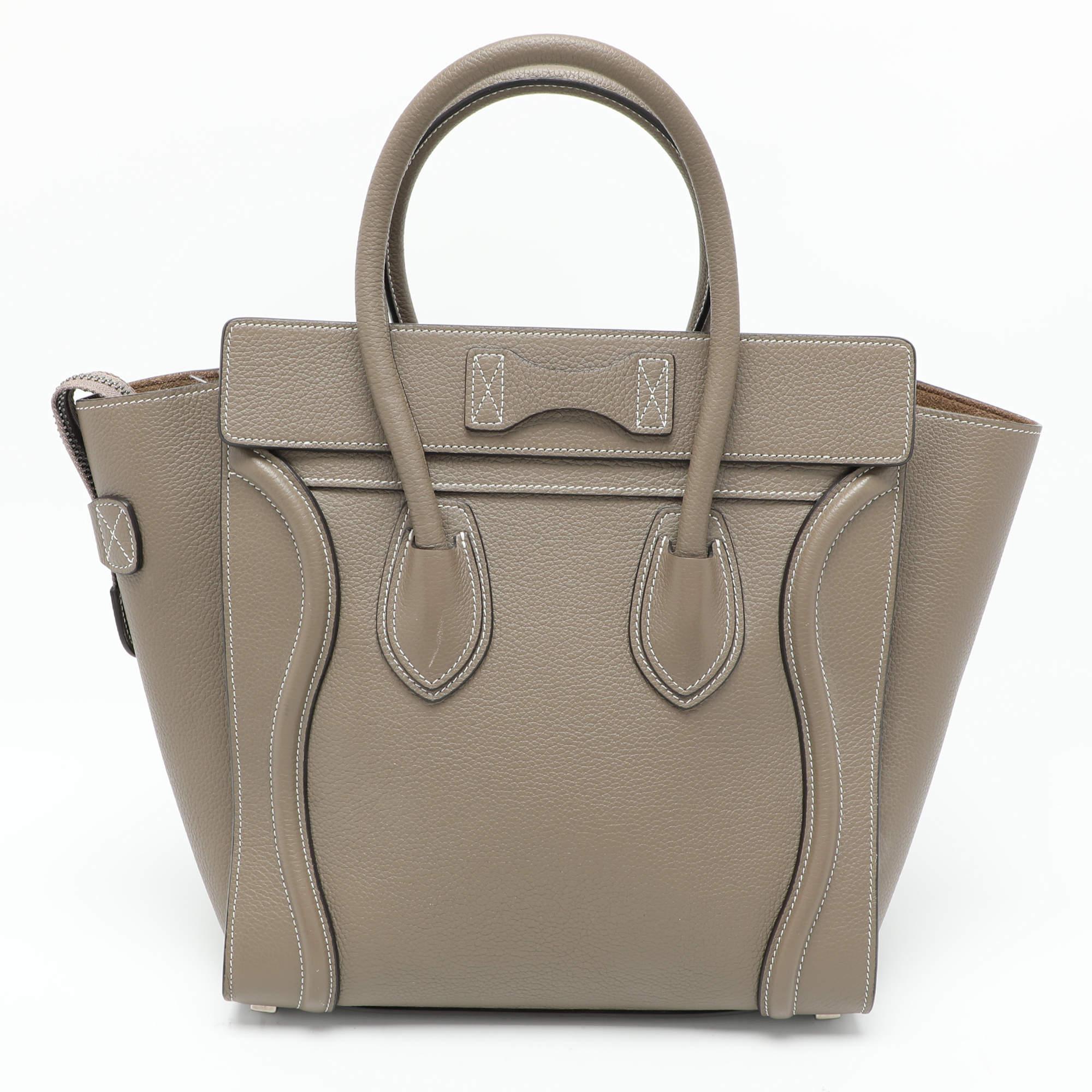 Women's Celine Beige Leather Micro Luggage Tote