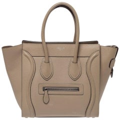 Celine Beige Leather Micro Luggage Tote at 1stDibs