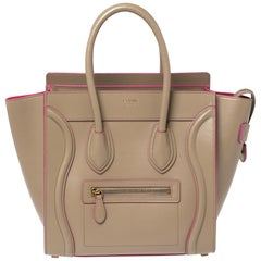 Celine - Fourre-tout en cuir beige à micro-bagages