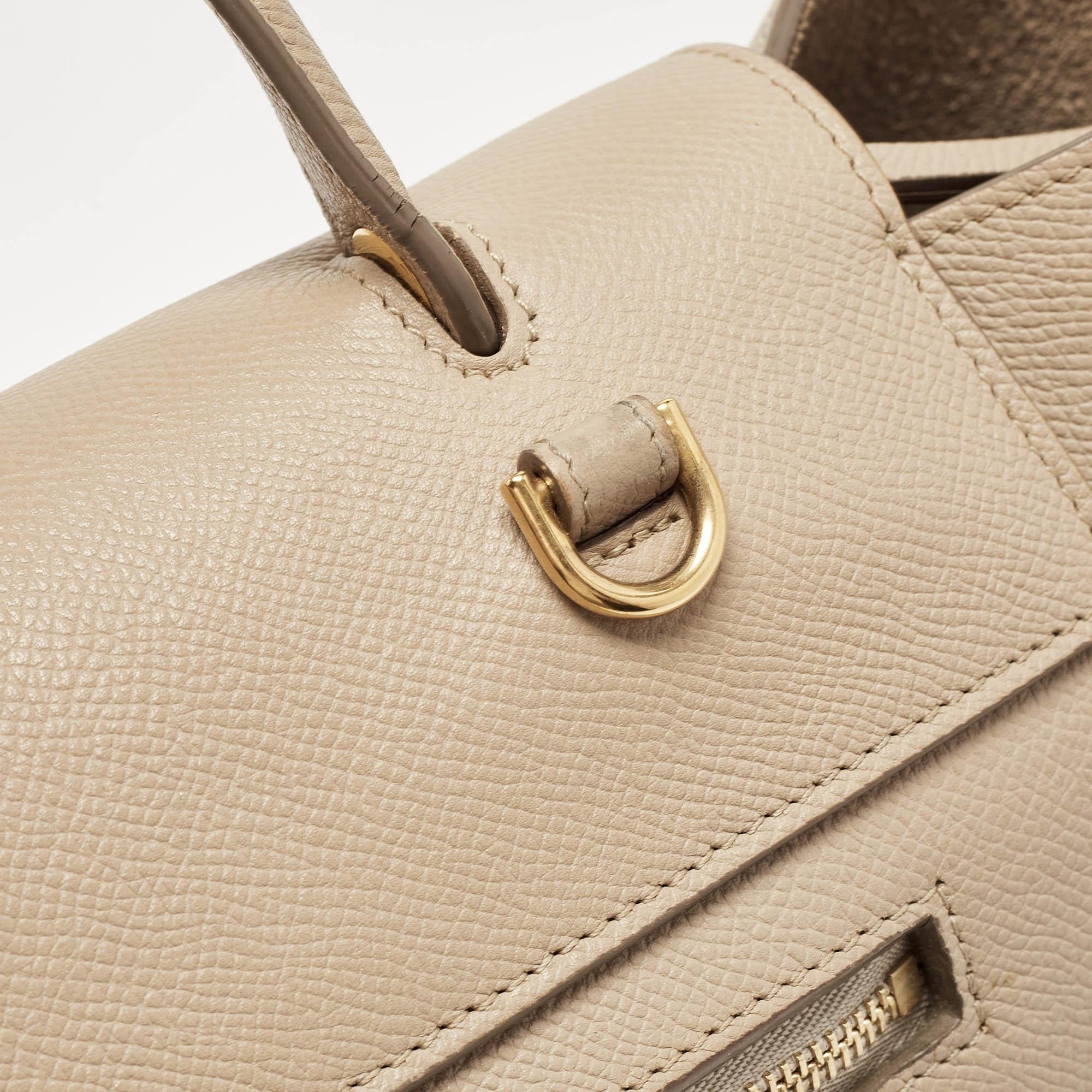 Celine Beige Leather Mini Belt Top Handle Bag For Sale 6