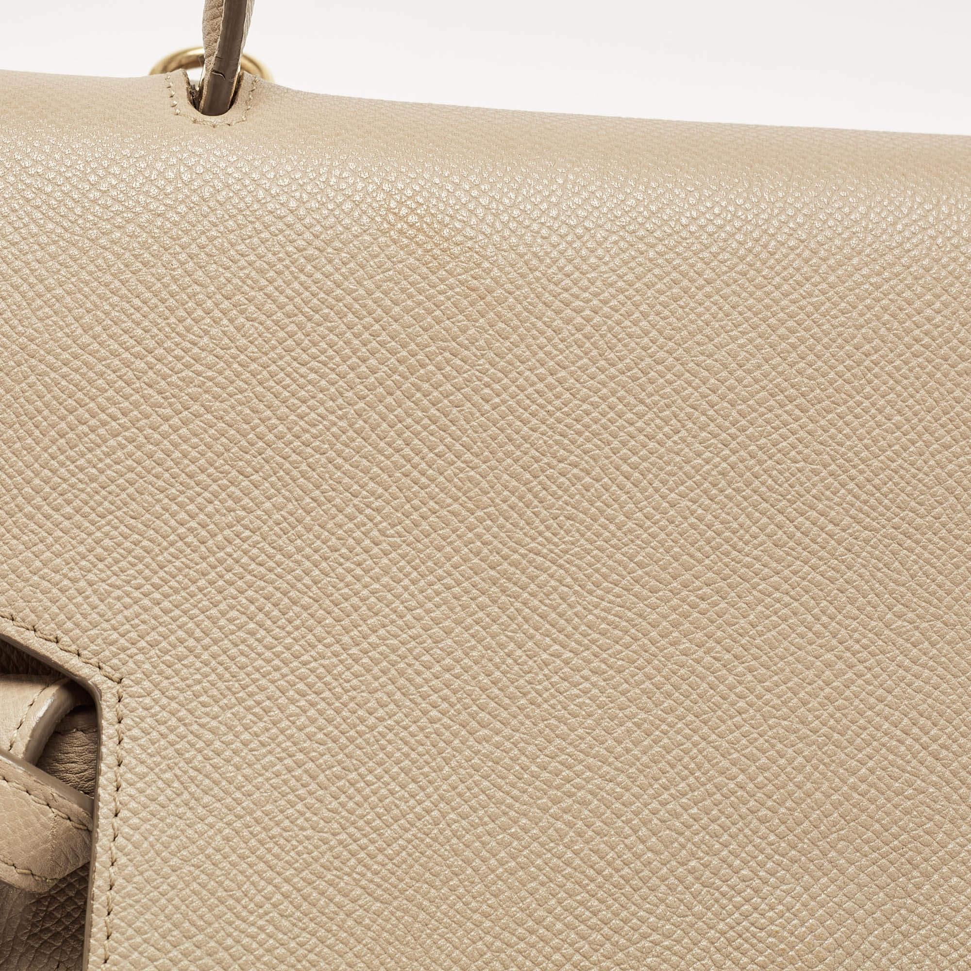 Celine Beige Leather Mini Belt Top Handle Bag For Sale 7