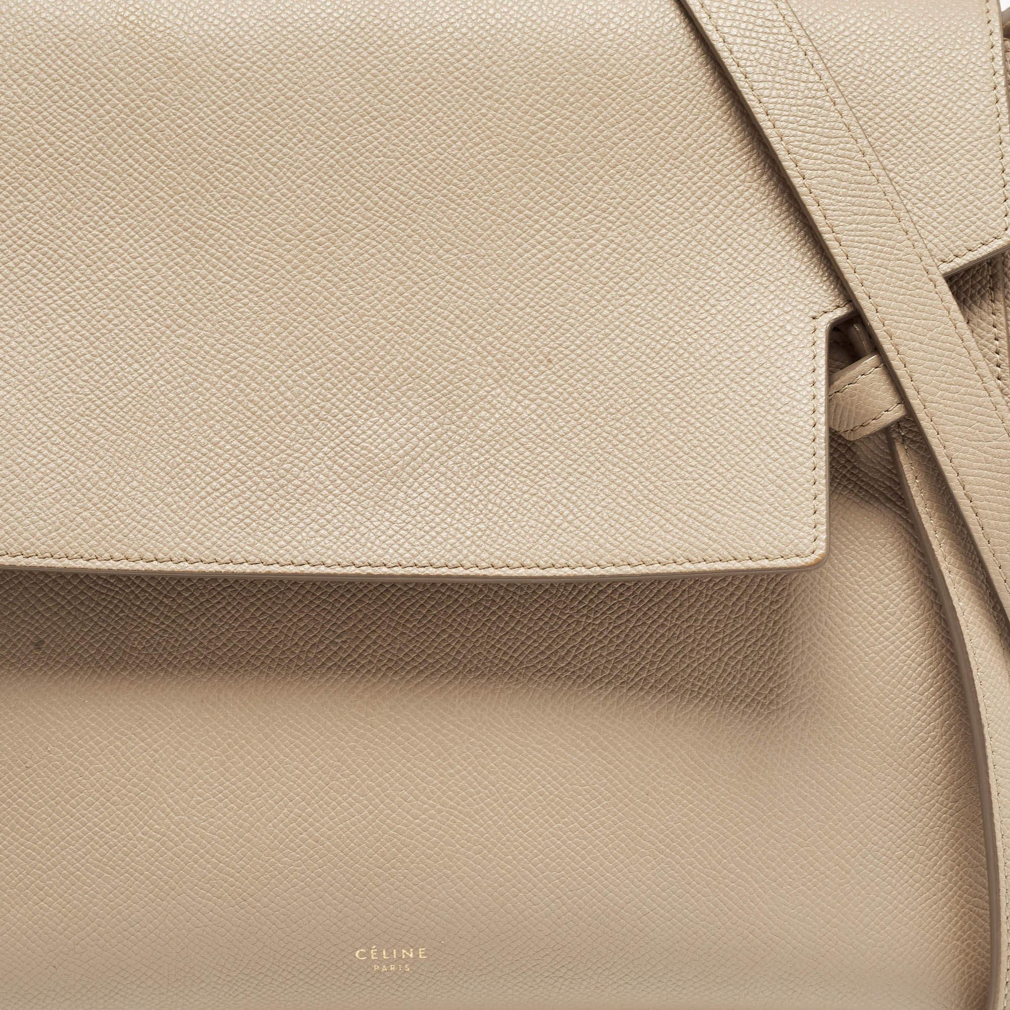Celine Beige Leather Mini Belt Top Handle Bag For Sale 8
