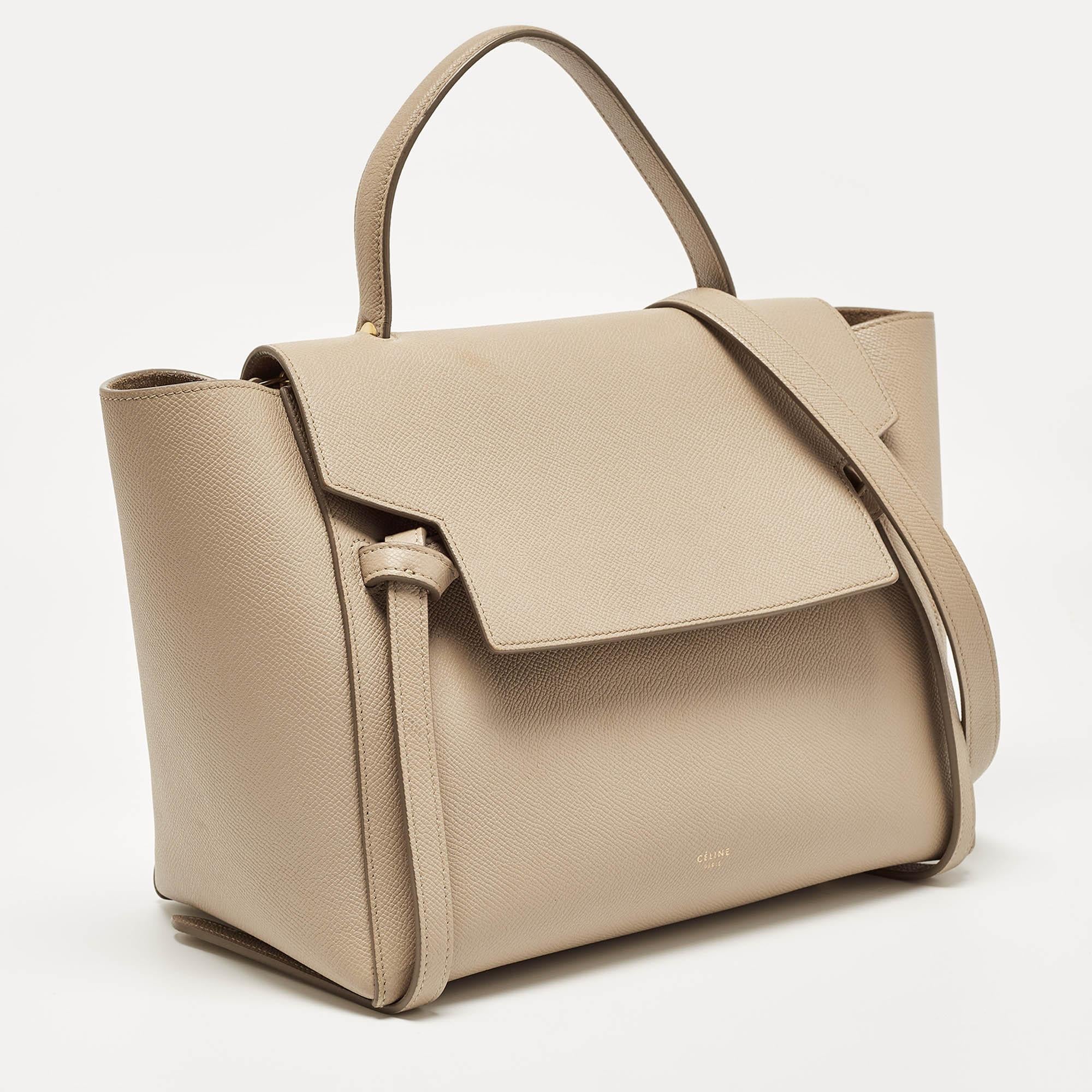 Celine Beige Leather Mini Belt Top Handle Bag In Good Condition For Sale In Dubai, Al Qouz 2