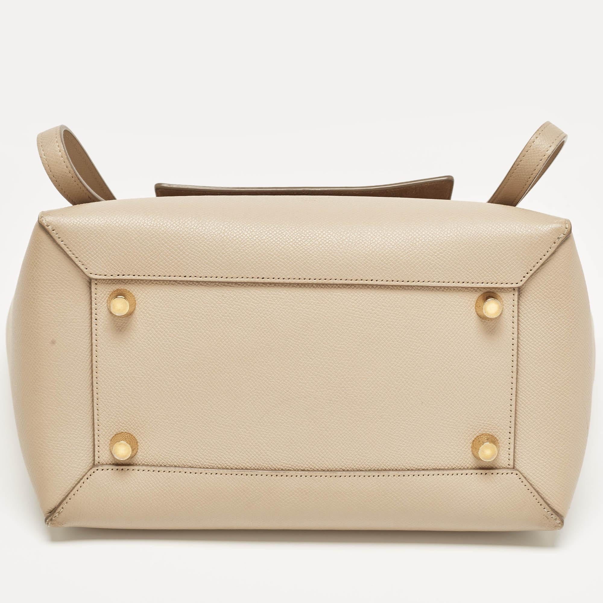 Celine Beige Leather Mini Belt Top Handle Bag For Sale 1