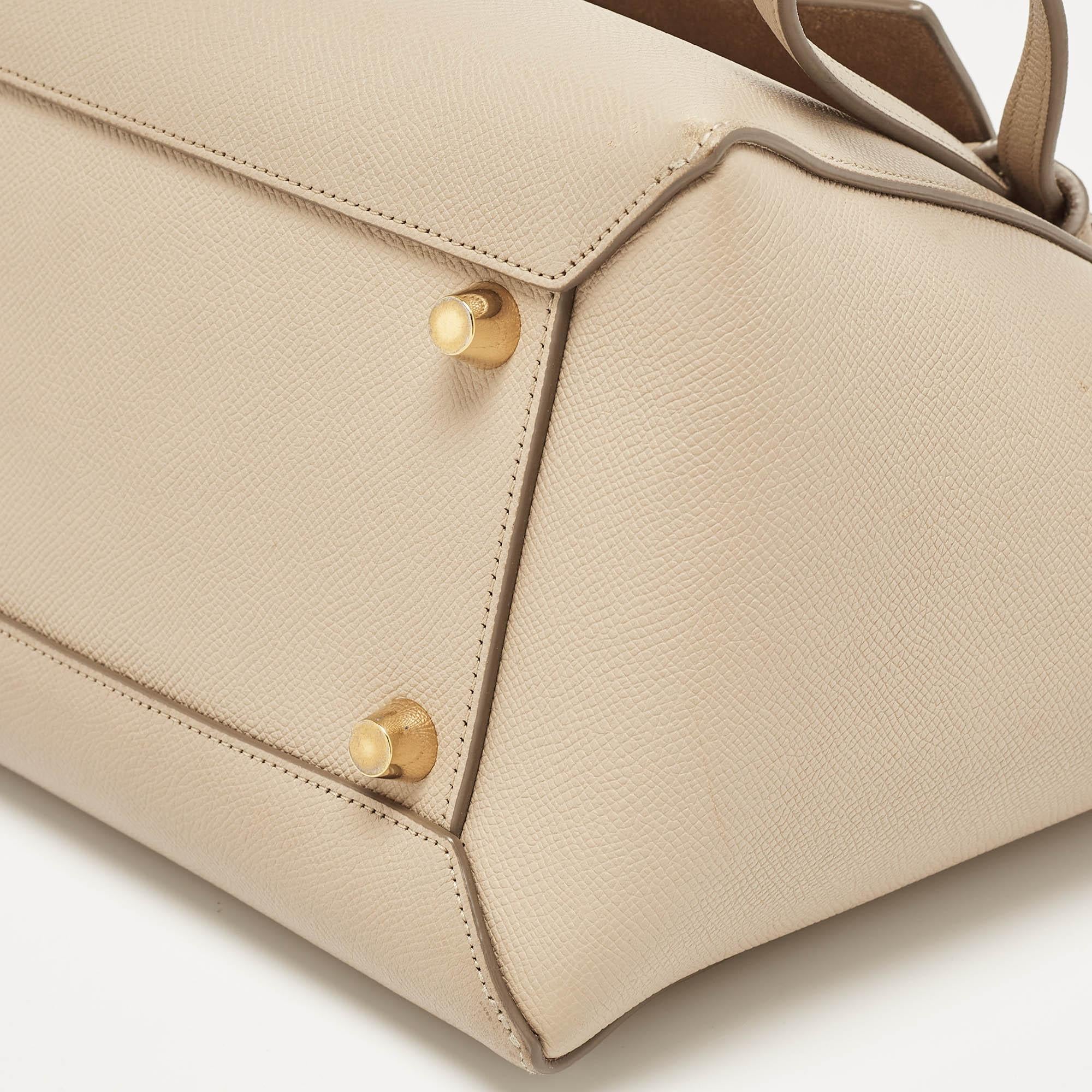 Celine Beige Leather Mini Belt Top Handle Bag For Sale 4