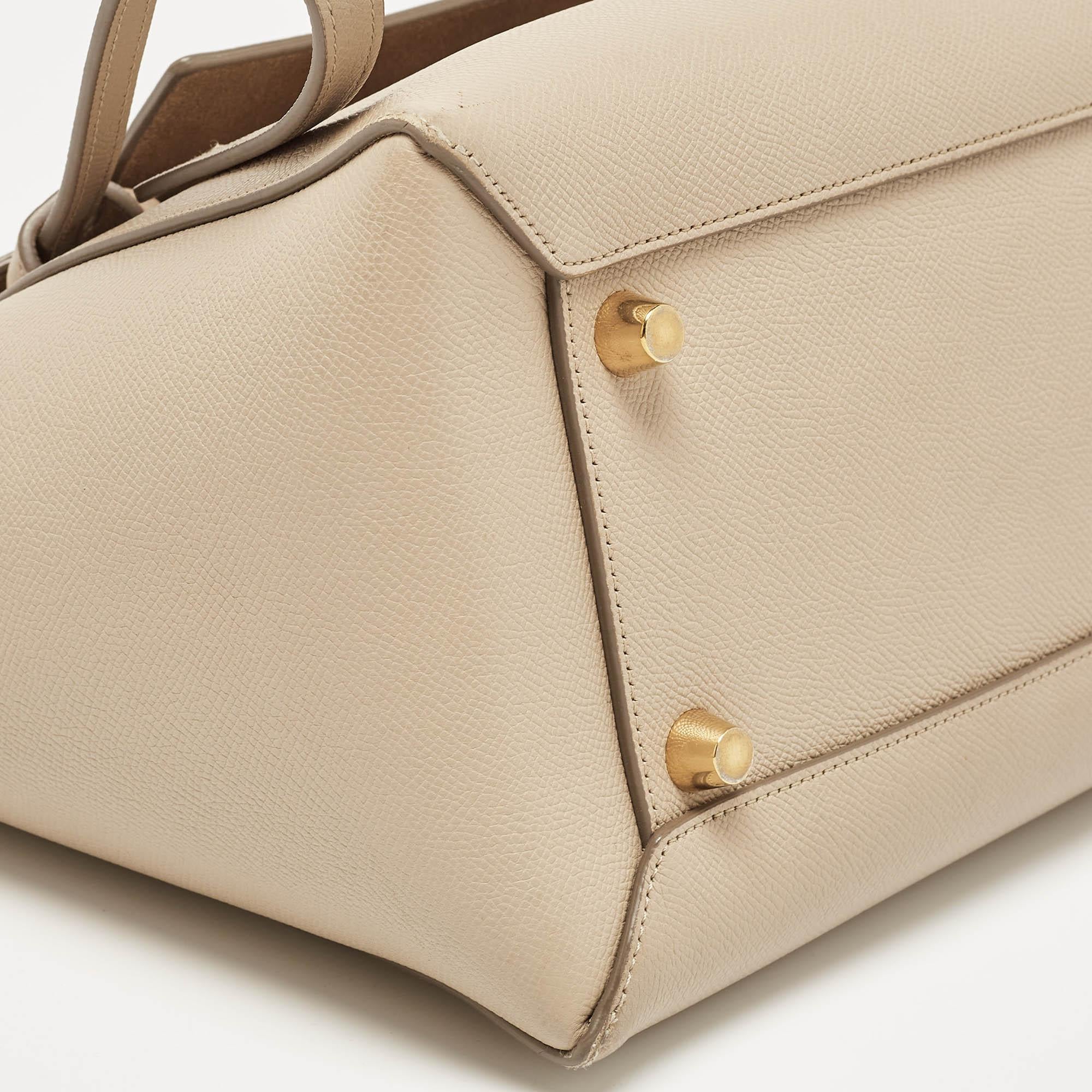 Celine Beige Leather Mini Belt Top Handle Bag For Sale 5