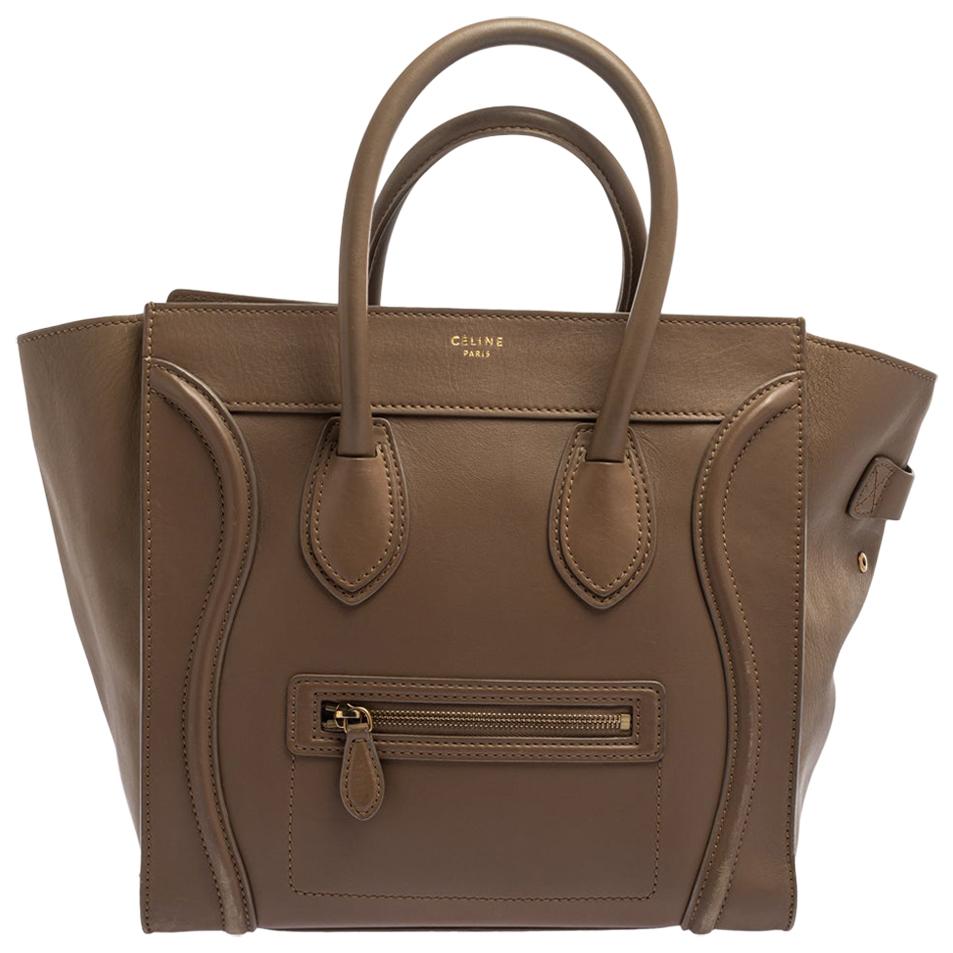 Celine Beige Leather Mini Luggage Tote