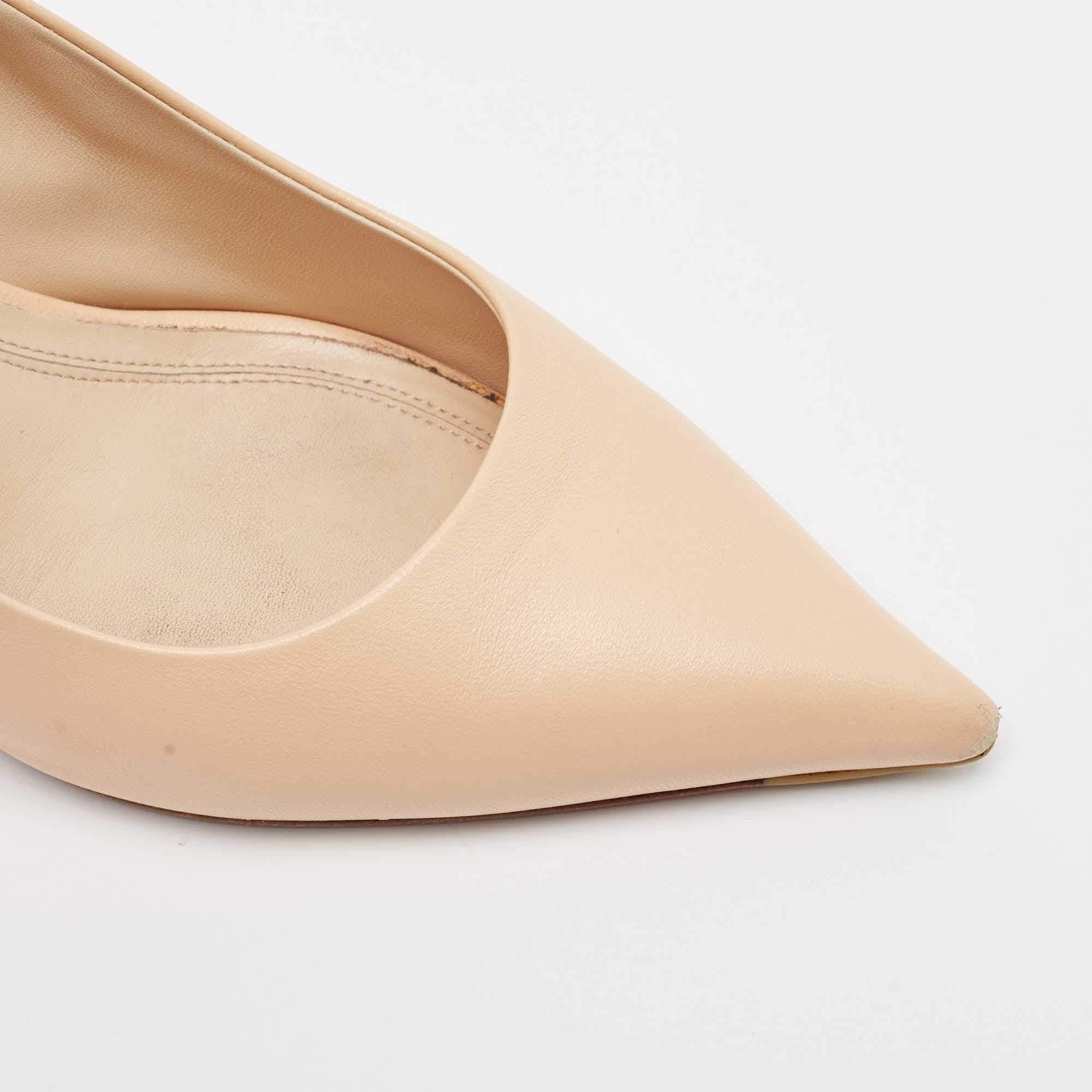 Celine Beige Leather Pointed Toe Pumps Size 37 For Sale 3
