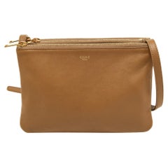 Celine Beige Leather Small Trio Crossbody Bag