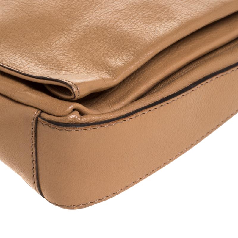 Celine Beige Leather Turnlock Flap Shoulder Bag 6