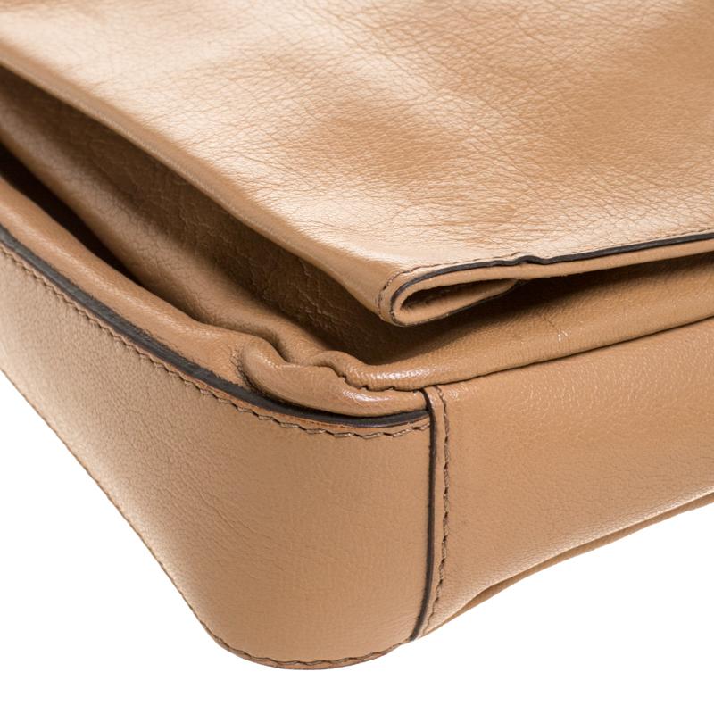 Celine Beige Leather Turnlock Flap Shoulder Bag 4