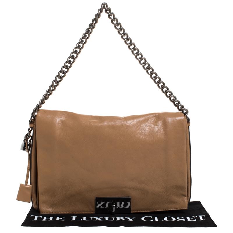 Celine Beige Leather Turnlock Flap Shoulder Bag 9