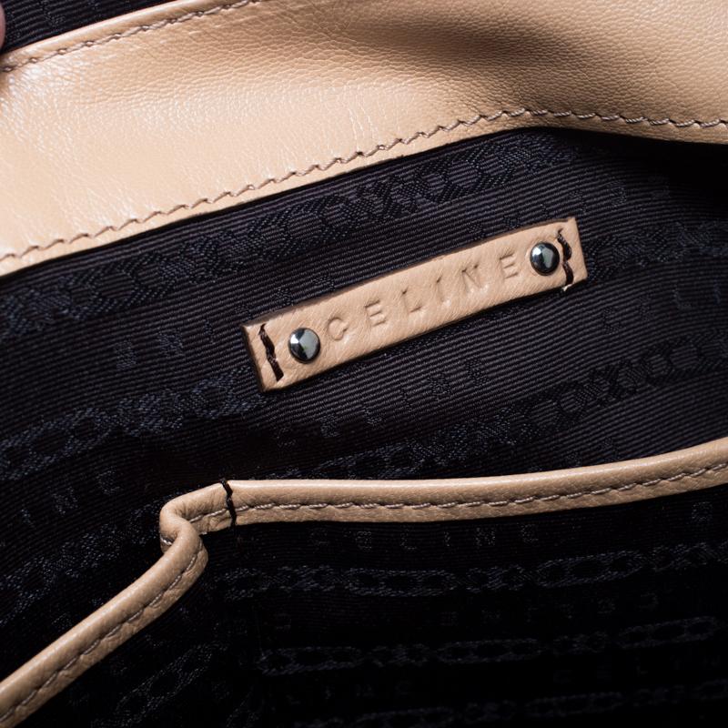 Celine Beige Leather Turnlock Flap Shoulder Bag 1