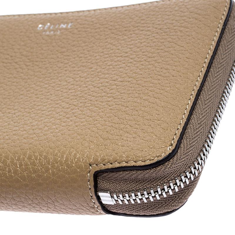 Celine Beige Leather Zip Around Wallet 4