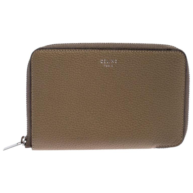 CELINE Triomphe Wallet Coin and Card Pouch / Key Case Canvas Brown