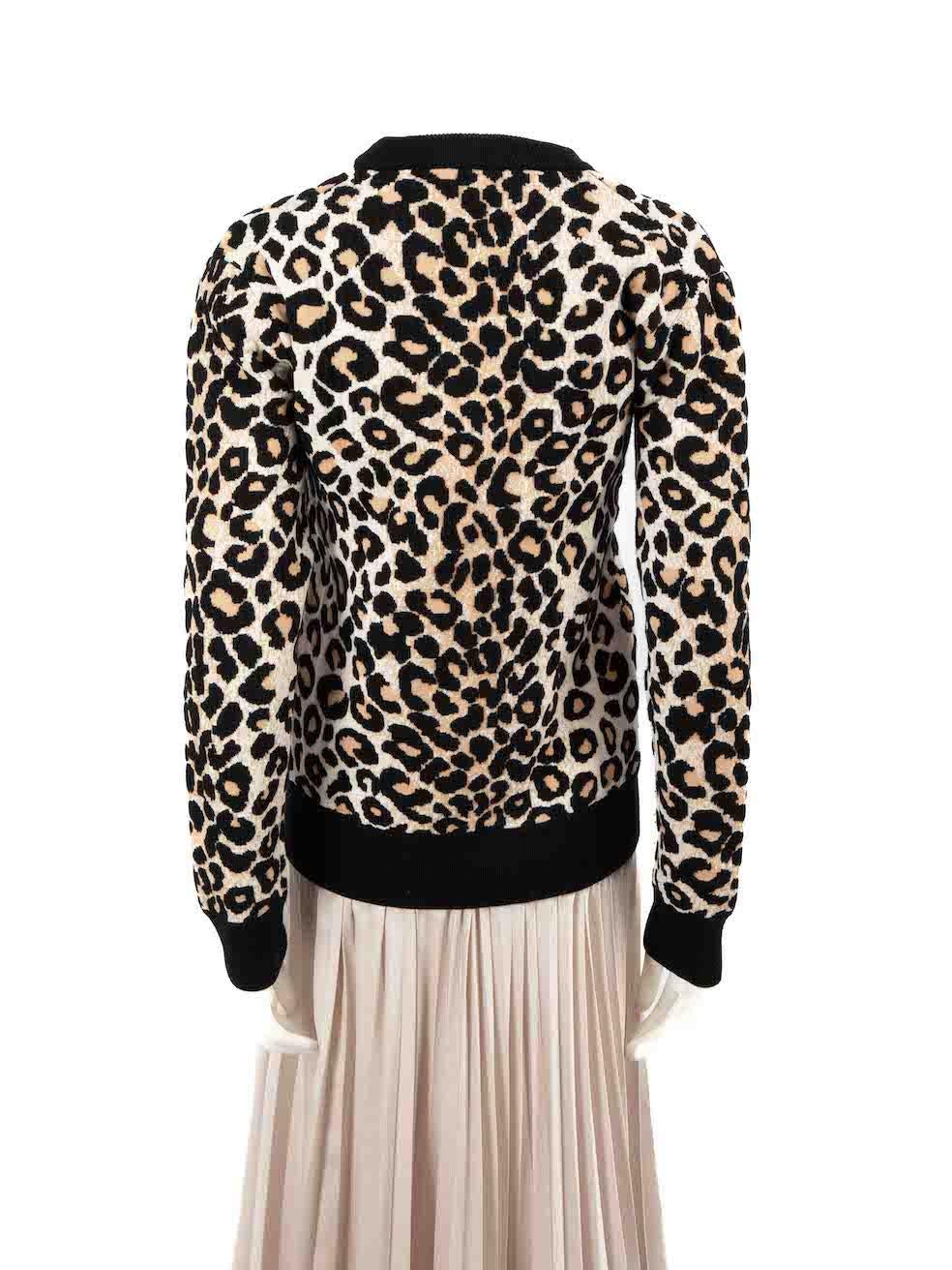 Céline Beige Leopard Print Knit Jumper Size S In Excellent Condition For Sale In London, GB