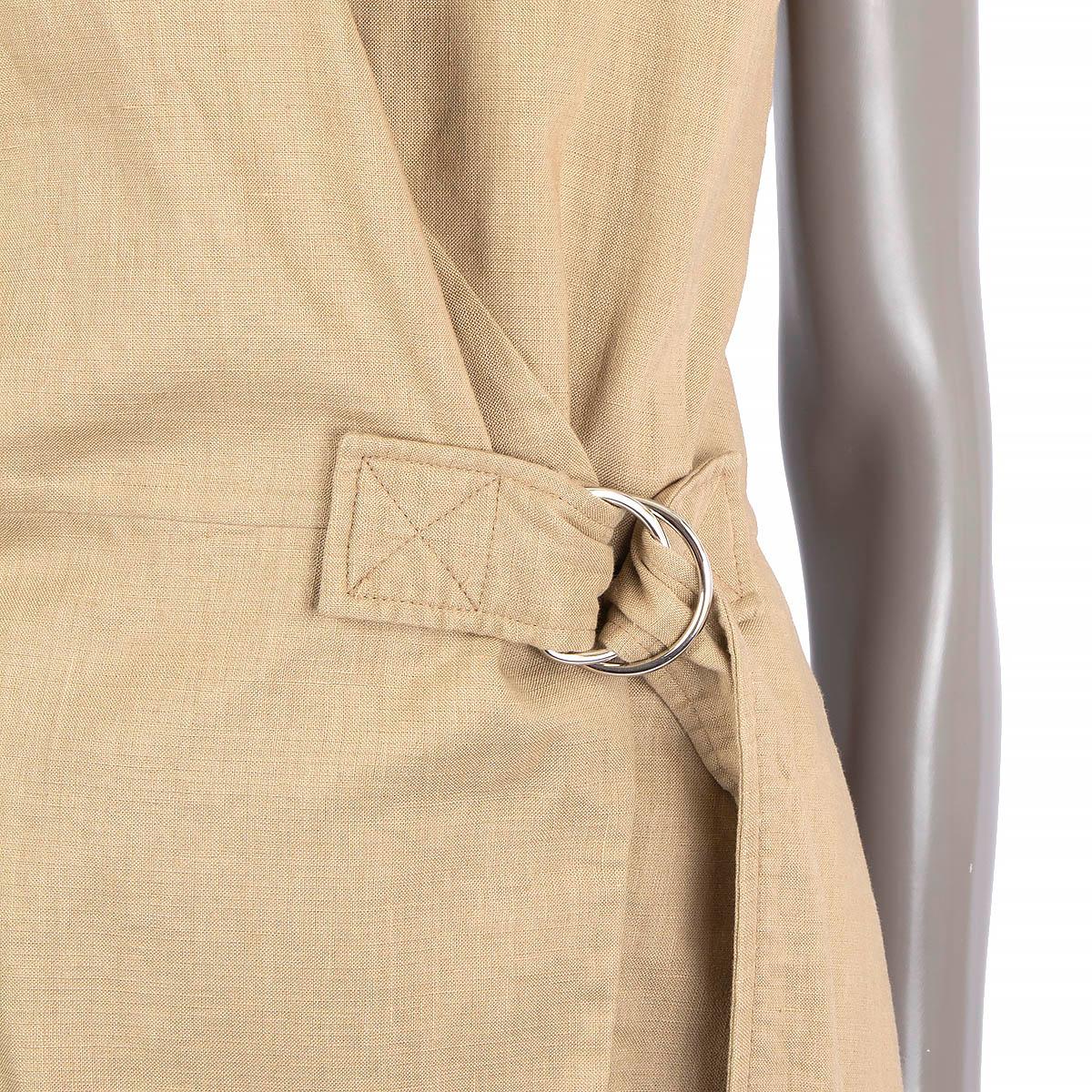 CELINE beige linen blend 2014 BELTED Vest Shirt 36 XS For Sale 1