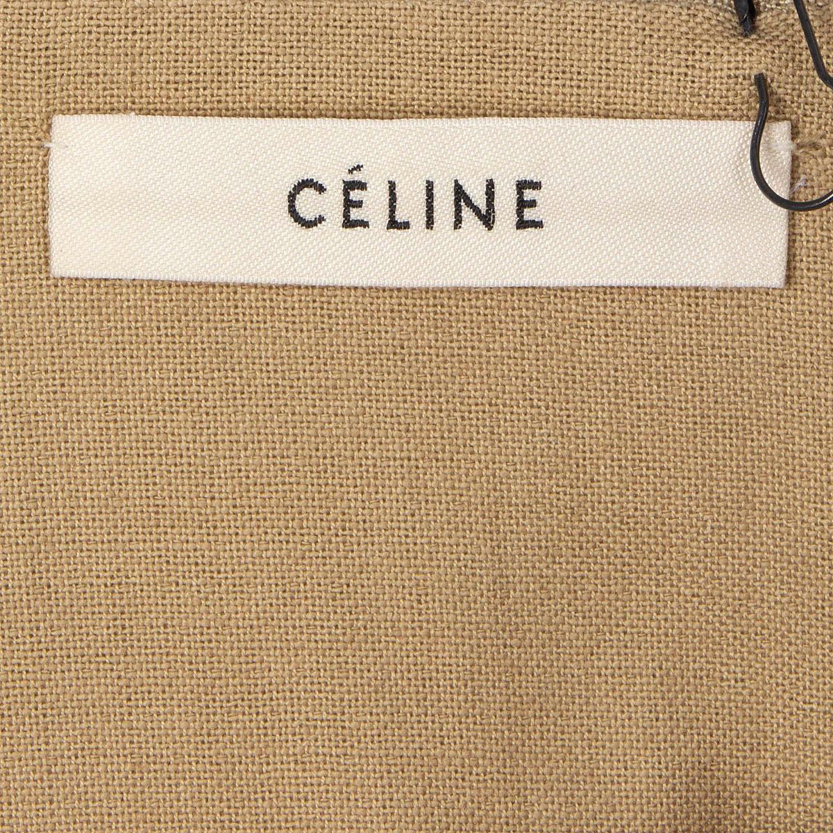 CELINE beige linen blend 2014 BELTED Vest Shirt 36 XS For Sale 2