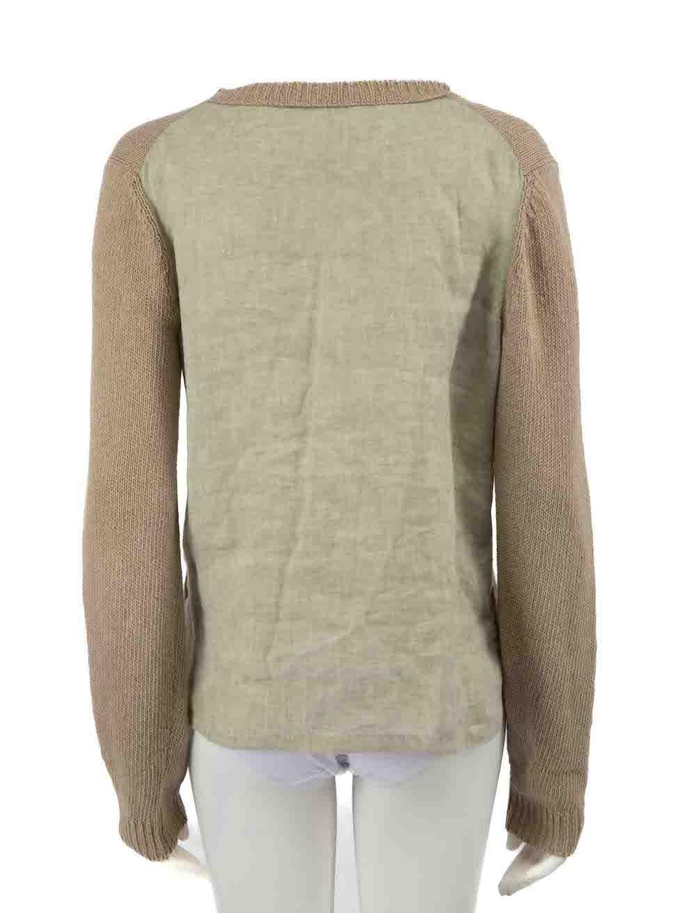 Beige Pull en maille de lin beige de Céline Taille L en vente