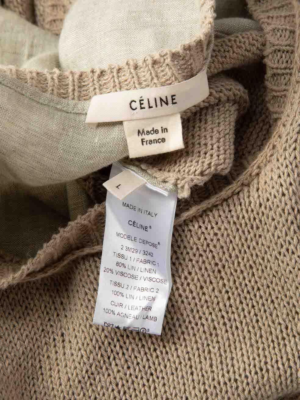 Céline Beige Linen Panel Knit Jumper Size L In Good Condition For Sale In London, GB