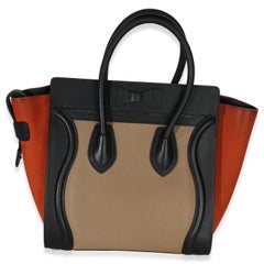 Celine Beige Multicolor Drummed Calfskin Nubuck Nano Luggage Tote