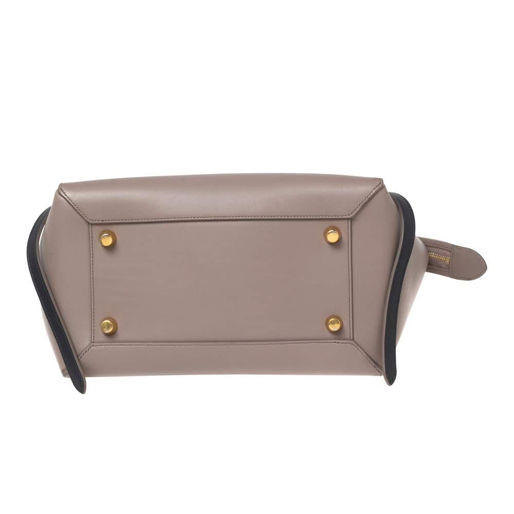 Women's Celine Beige/Navy Blue Leather Mini Belt Top Handle Bag For Sale