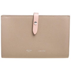 Celine Beige/Pink Leather Large Multifunction Strap Wallet