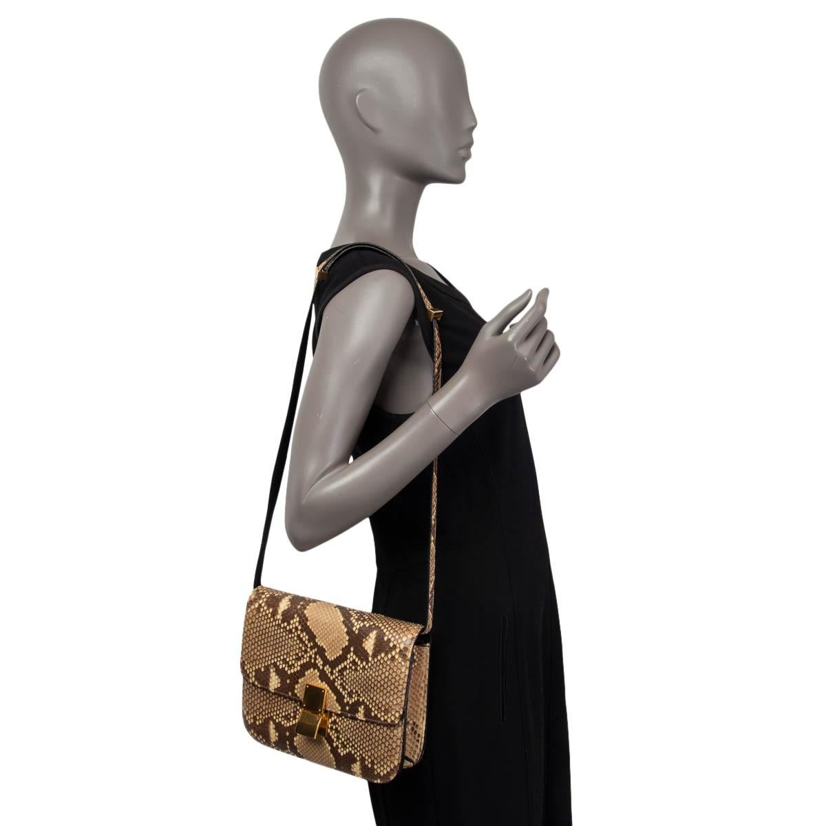 Women's CELINE beige PYTHON CLASSIC MEDIUM Shoulder Bag For Sale