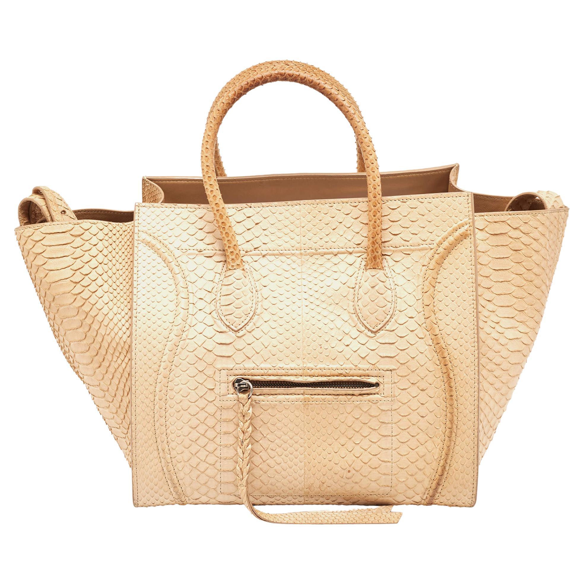 Celine Beige Python Medium Phantom Luggage Tote For Sale at 1stDibs