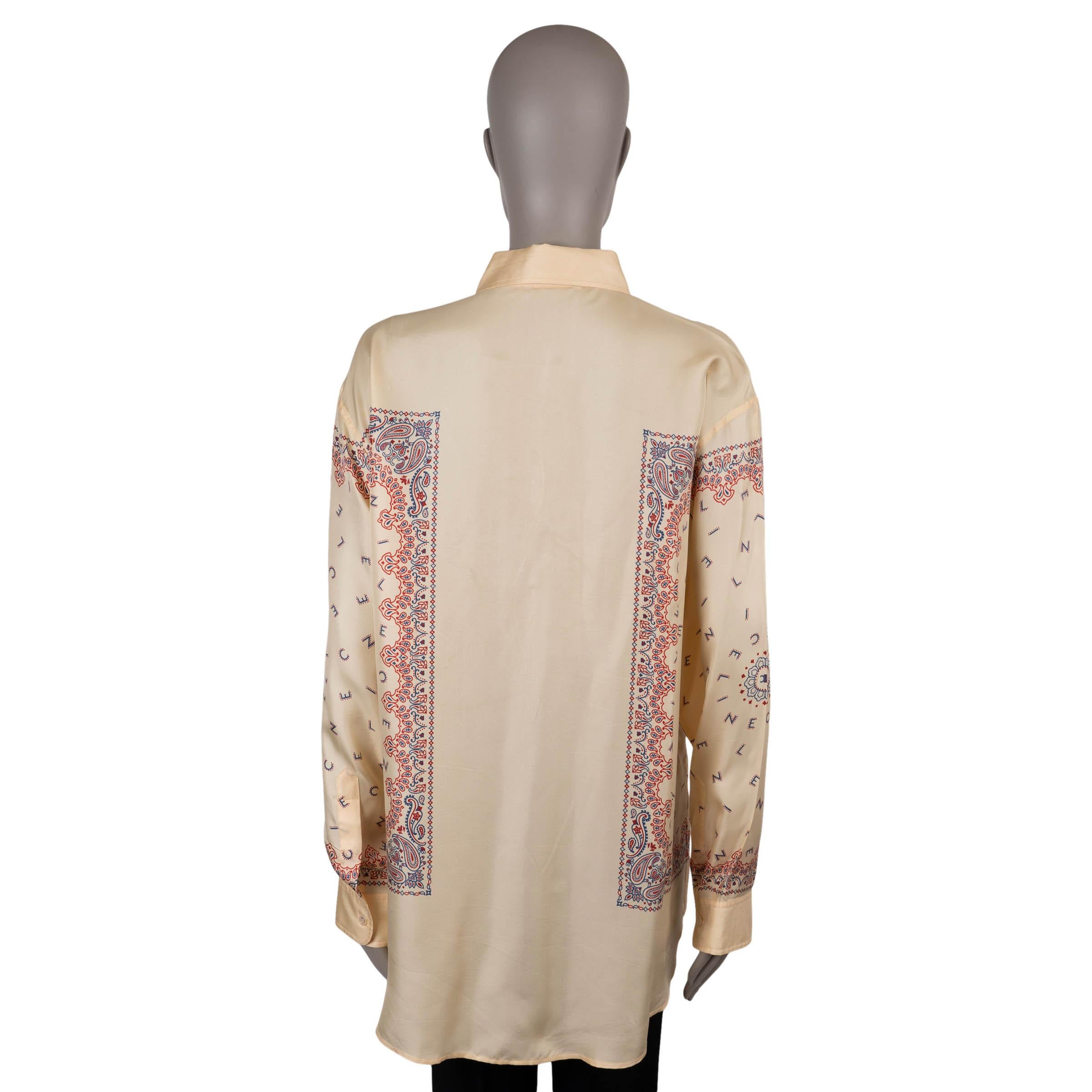 CELINE beige seda 2023 BANDANA PRINT TWILL OVERSIZED Camisa 38 S Beige en venta