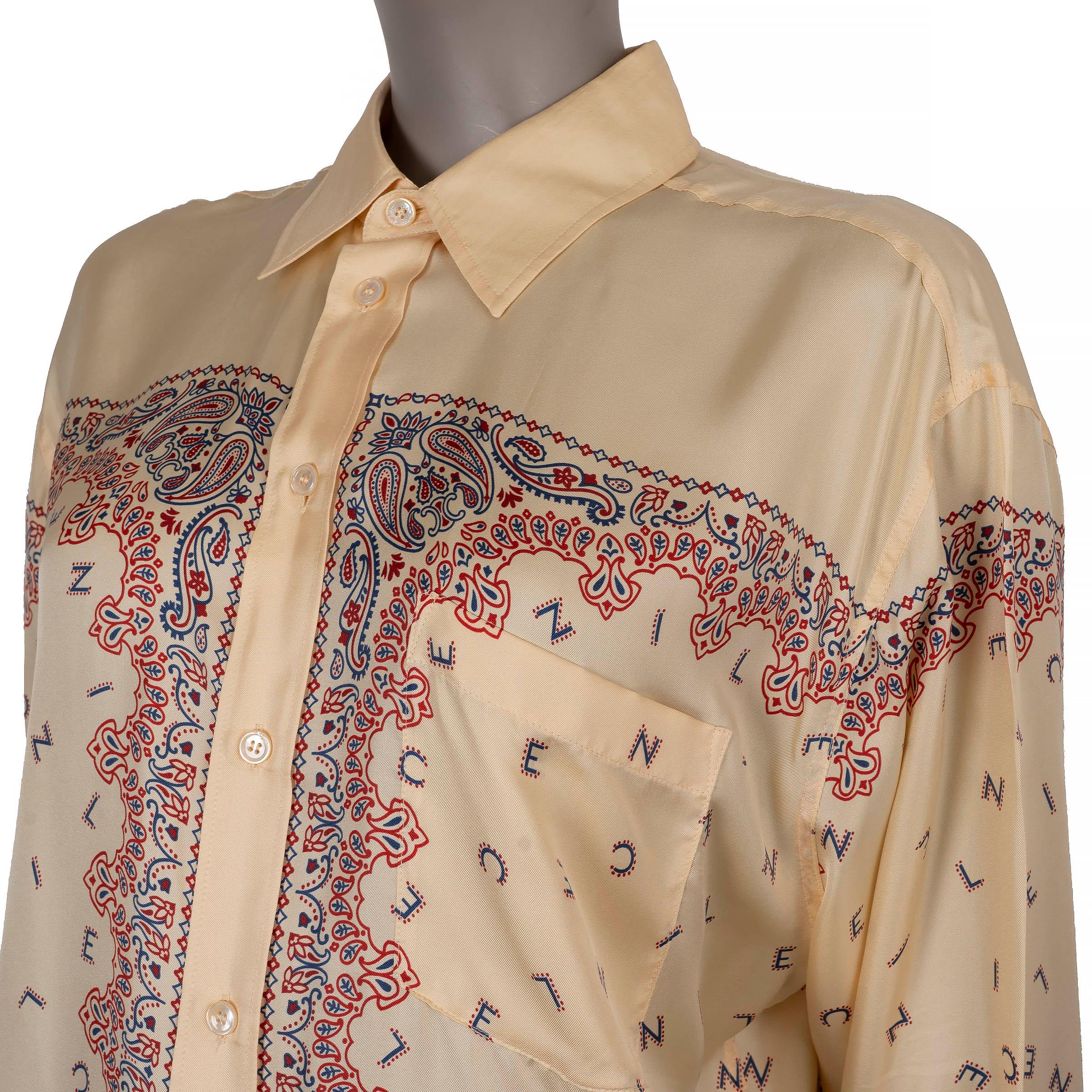 De las mujeres CELINE beige seda 2023 BANDANA PRINT TWILL OVERSIZED Camisa 38 S en venta