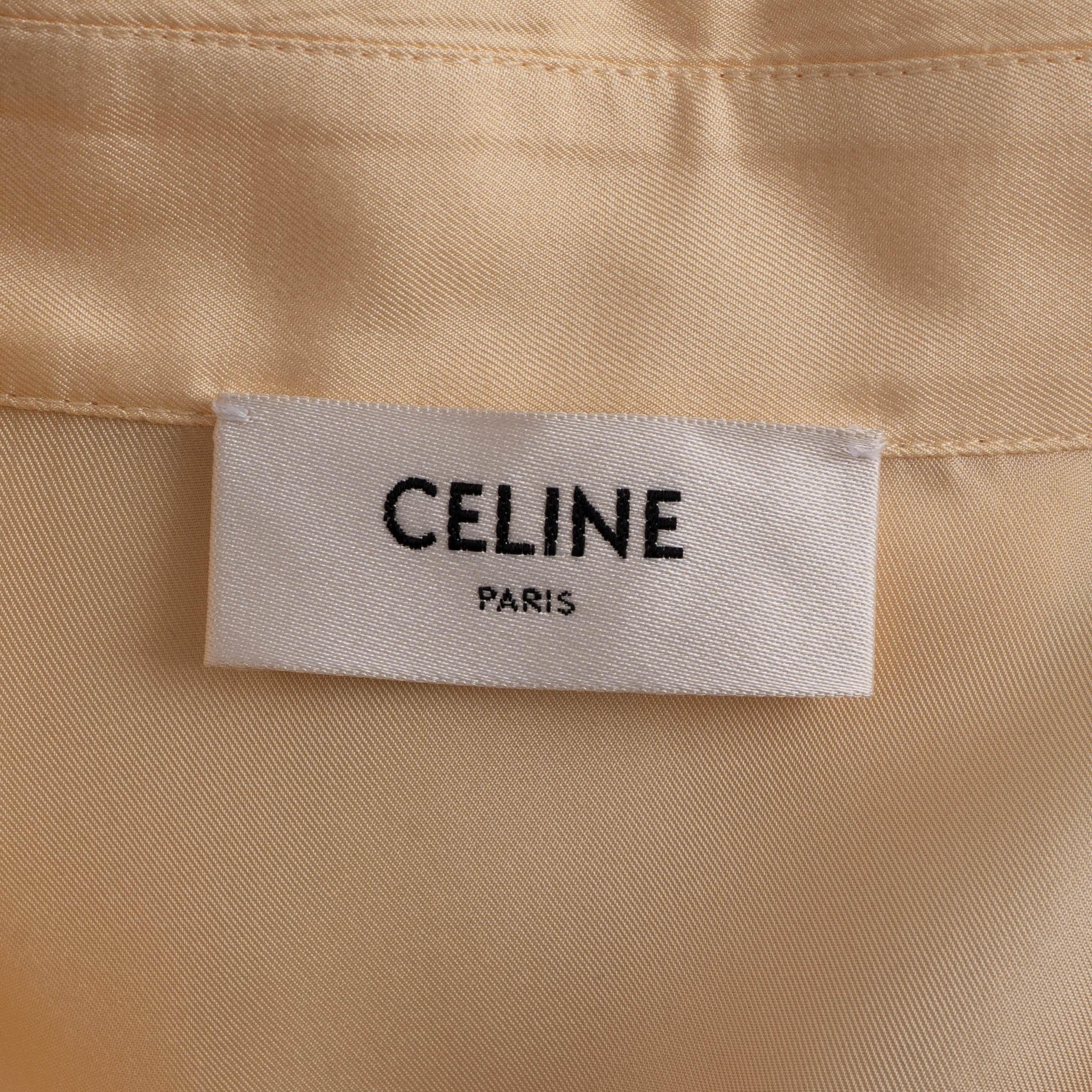 CELINE beige seda 2023 BANDANA PRINT TWILL OVERSIZED Camisa 38 S en venta 1