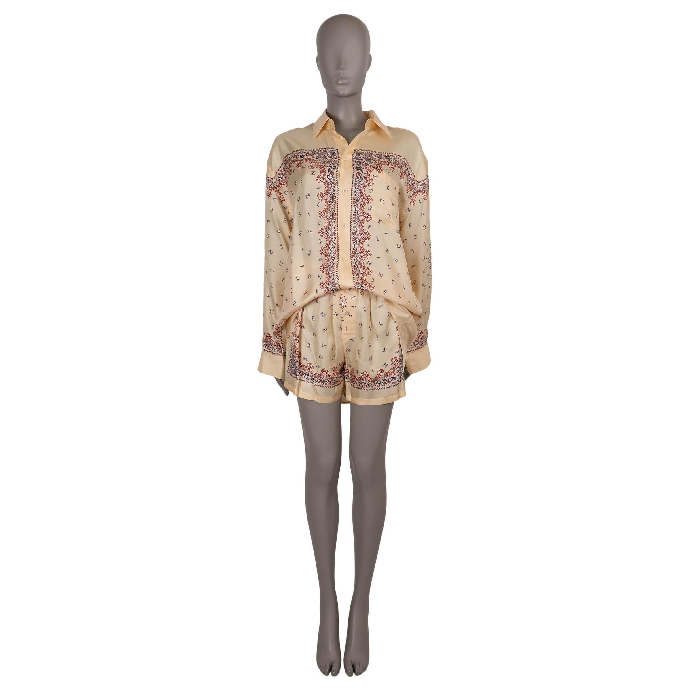 CELINE beige seda 2023 BANDANA PRINT TWILL OVERSIZED Camisa 38 S en venta 4